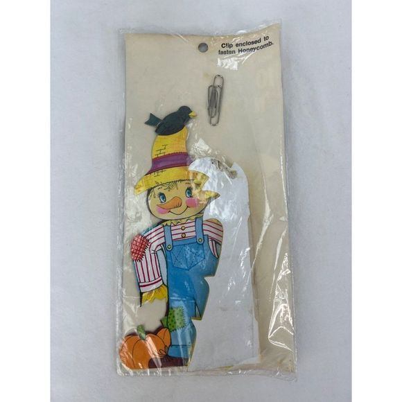 Eureka Scarecrow Halloween 1950 Corn Shock Honeycomb Tissue Foldout Thanksgiving - Picture 5 of 5